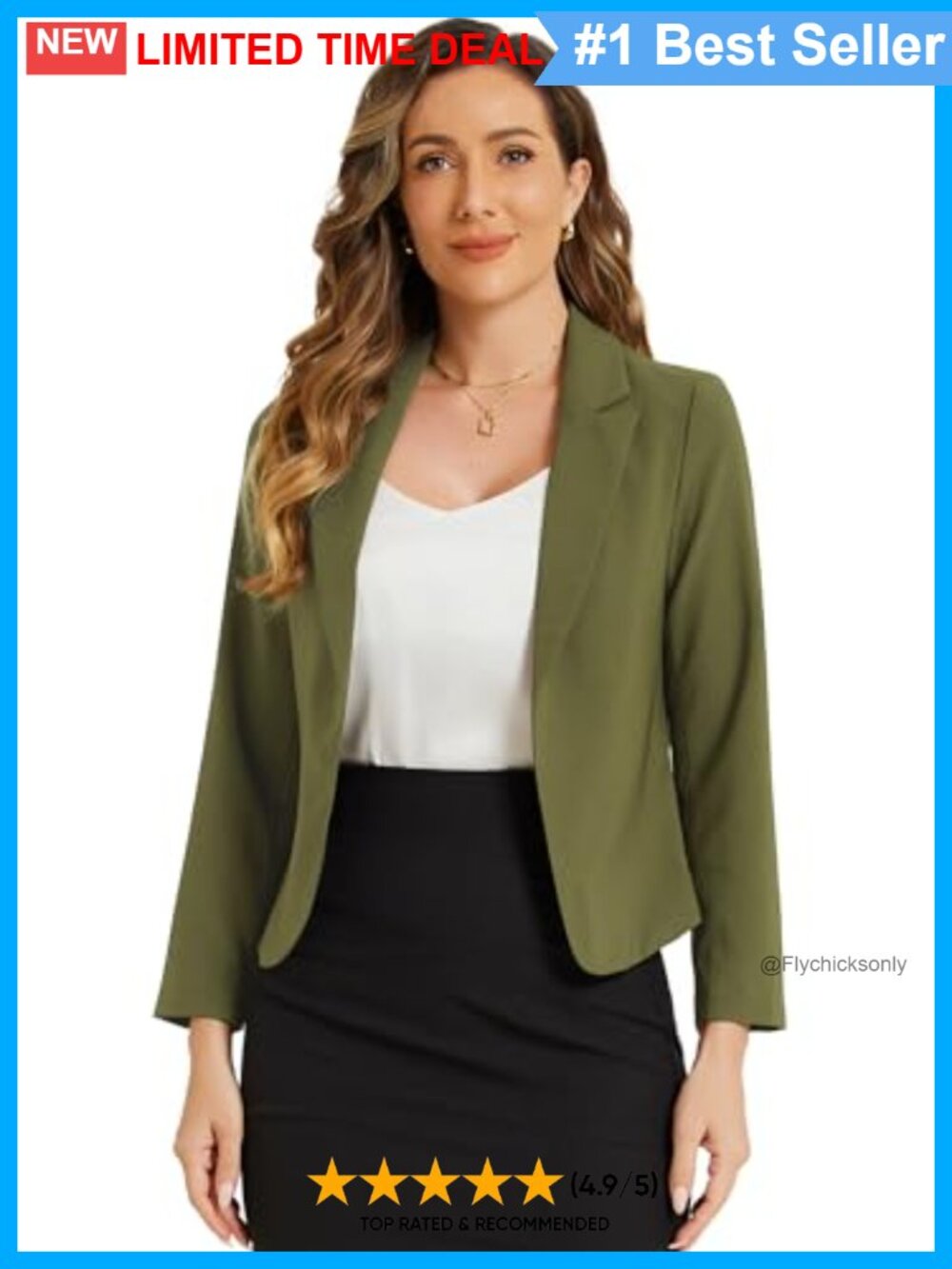 Womens Cropped Blazer Open Front Notch Lapel Lightweight Business Casual